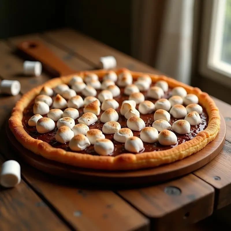 Pizza de Base de Churro Rellena de Nutella y Marshmallows: Postre Pizza Adictiva