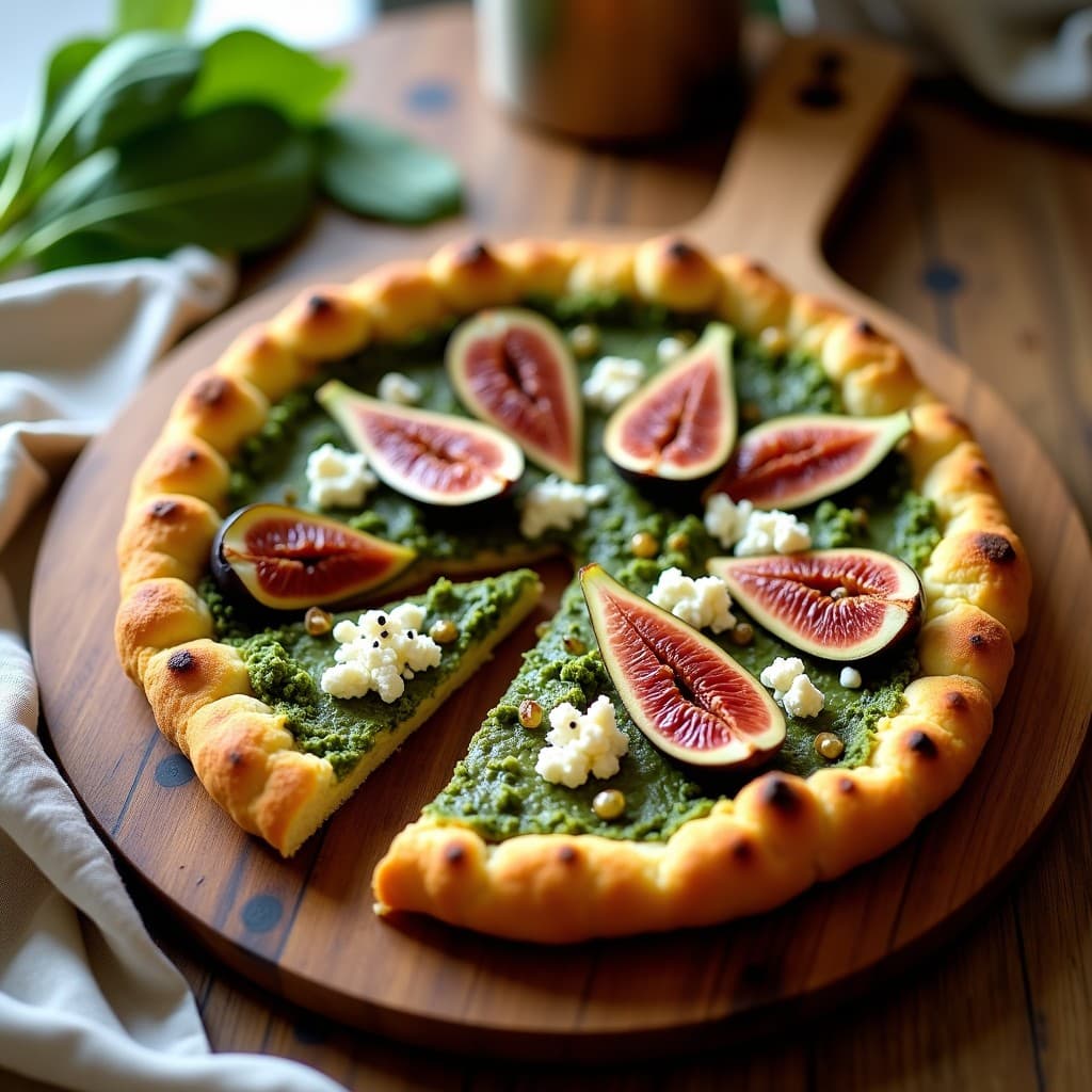 Pizza de Base de Coliflor y Pesto de Espinacas con Topping de Higos y Jamón Serrano: Receta Keto