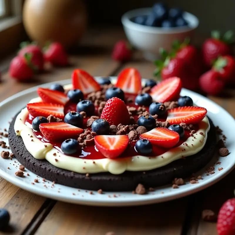 Pizza con Base de Galletas Oreo, Queso Crema y Frutos Rojos: El Postre que Parece una Pizza