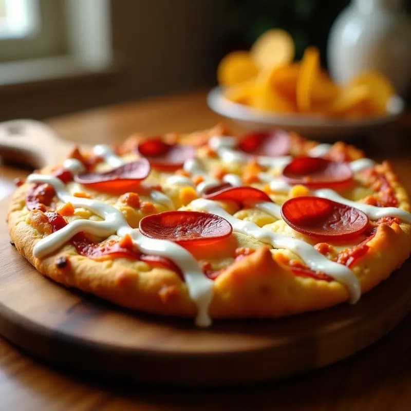 Pizza de Base de Patatas Fritas con Mozzarella, Pepperoni y Salsa Ranch: La Combinación que Nadie Esperaba