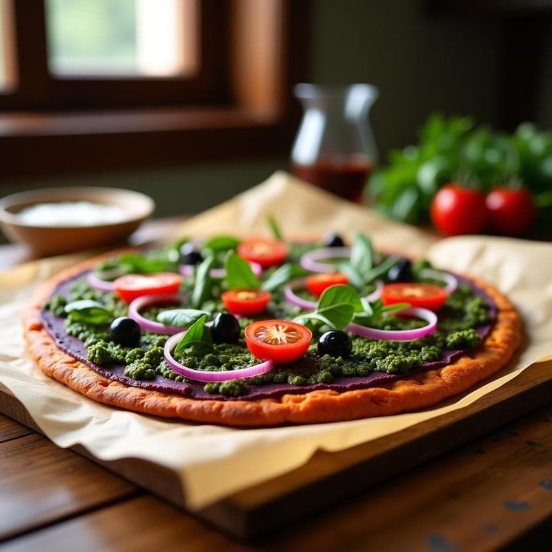Pizza de Batata Morada y Pesto de Rúcula: Receta Vegana Sin Harina en Thermomix