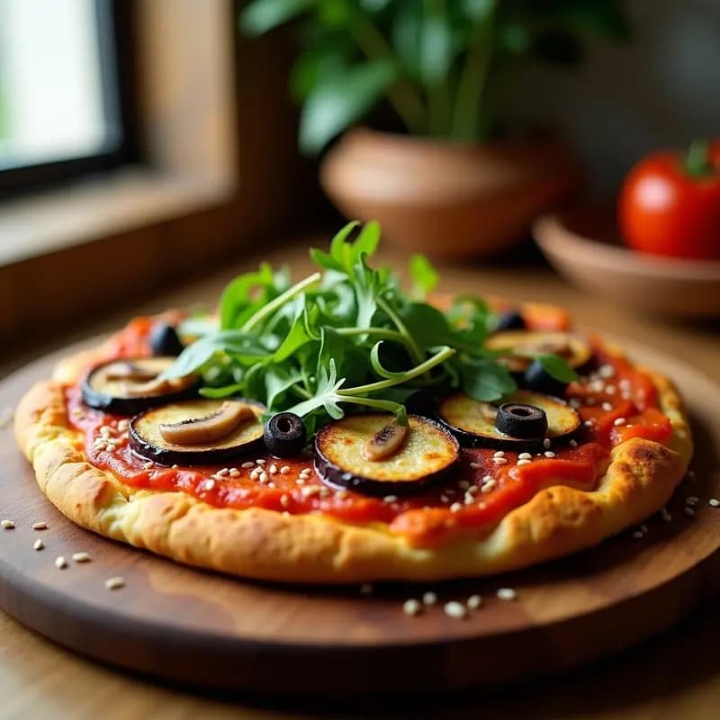 Pizza de Berenjena con Base de Garbanzos: Receta Sin Horno Vegana y Alta en Fibra