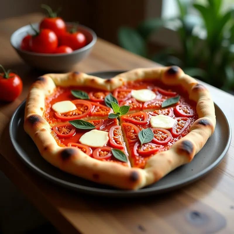 Pizza de Berenjena en Forma de Corazón con Mozzarella Vegana y Tomates Cherry: Receta Italiana para San Valentín