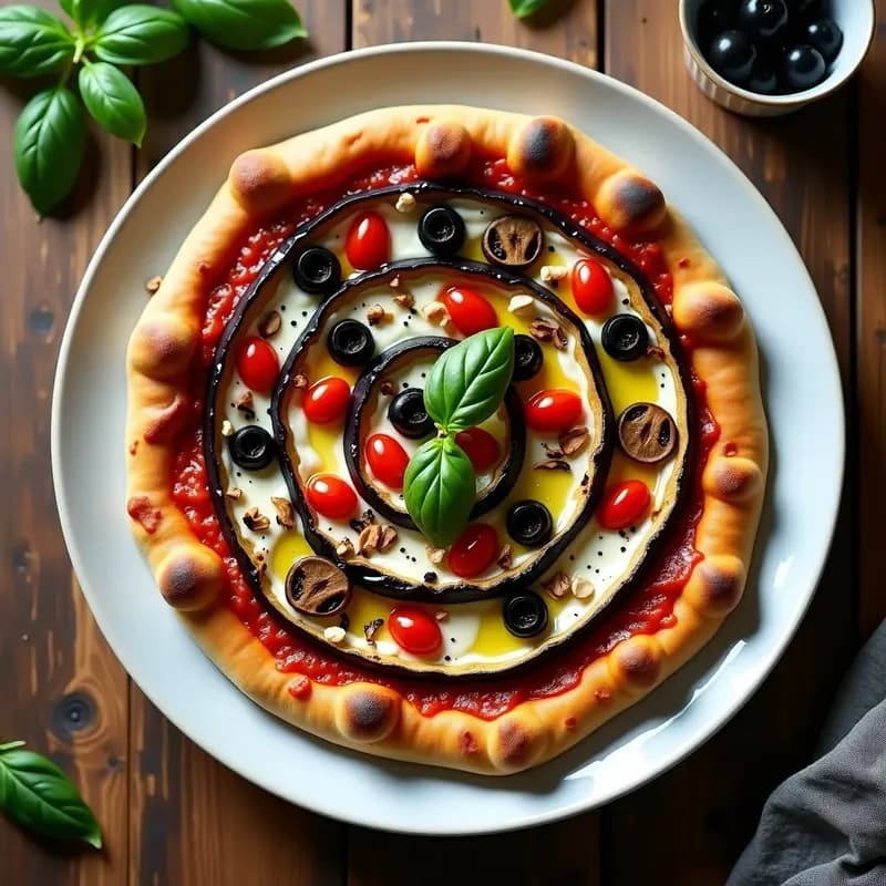 Pizza de Berenjena en Espiral con Queso de Anacardos: Receta Keto Sin Horno y Sin Gluten