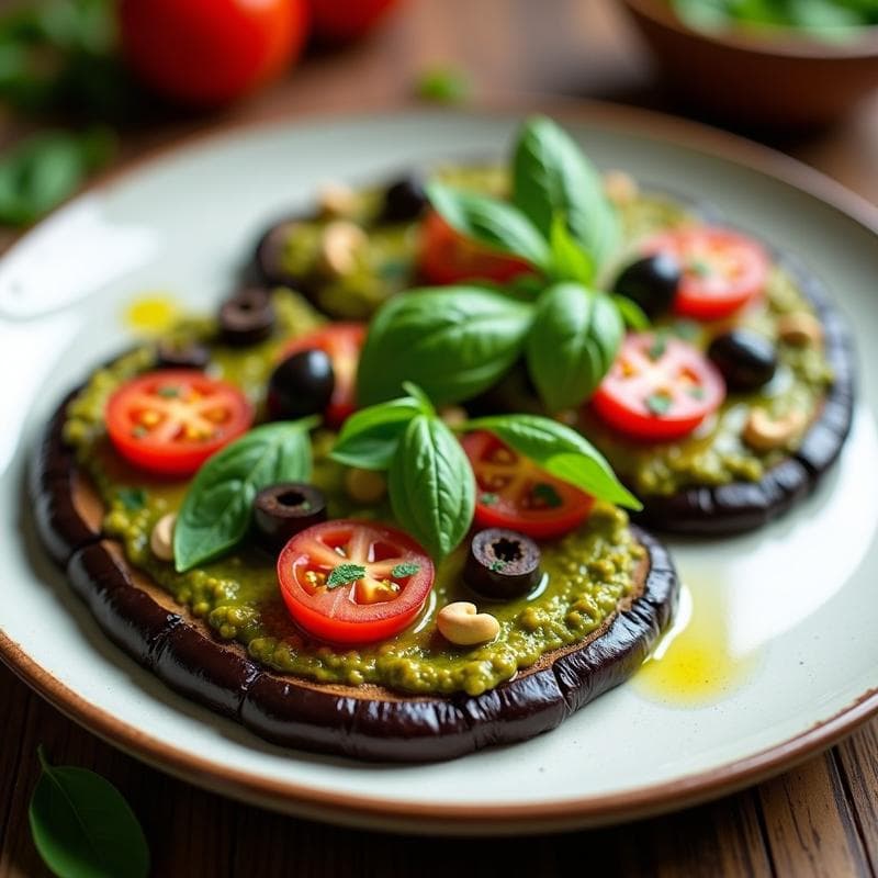 Pizza de Berenjena y Pesto de Albahaca: Receta Vegana y Sin Gluten en Airfryer