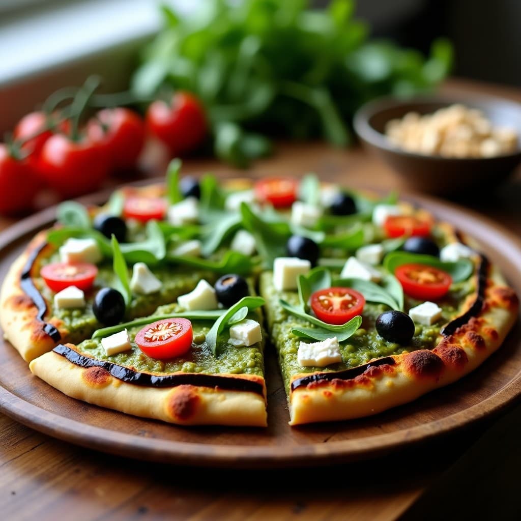 Pizza de Berenjena con Pesto de Rúcula y Queso de Cabra: Receta Keto Sin Harina en Horno