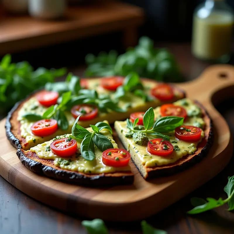 Pizza de Berenjena Asada con Salsa Pesto y Tomates Secos: Receta Italiana Keto