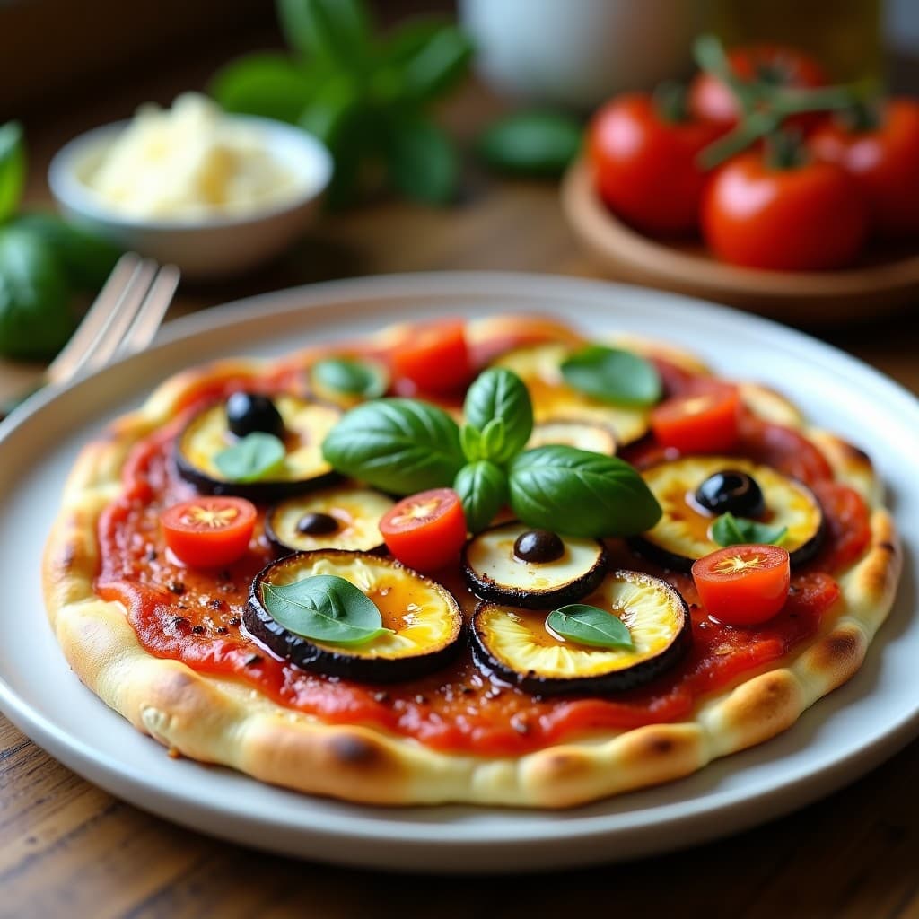 Pizza de Calabacín y Berenjena con Queso Vegano de Cashew: Receta Keto en Airfryer