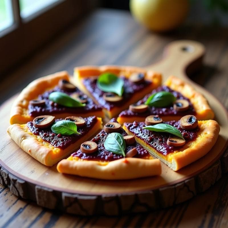 Pizza de Calabaza Kabocha con Pesto de Albahaca Morada y Champiñones: Receta Keto en Thermomix