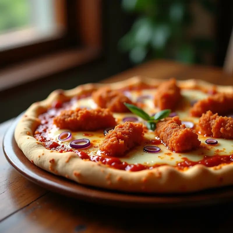 Pizza de Chicharrones con Queso Mozzarella, Salsa Barbacoa y Cebolla Crujiente: Receta para Carnívoros
