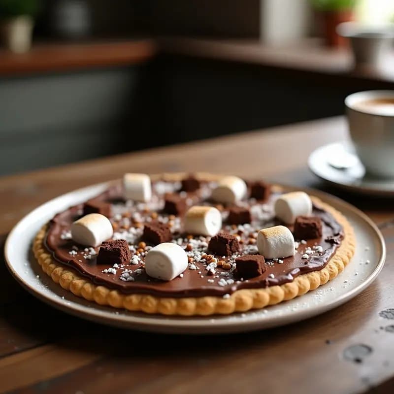 Pizza de Chocolatada con Marshmallows y Trozos de Brownie: El Postre que se Convierte en Cena