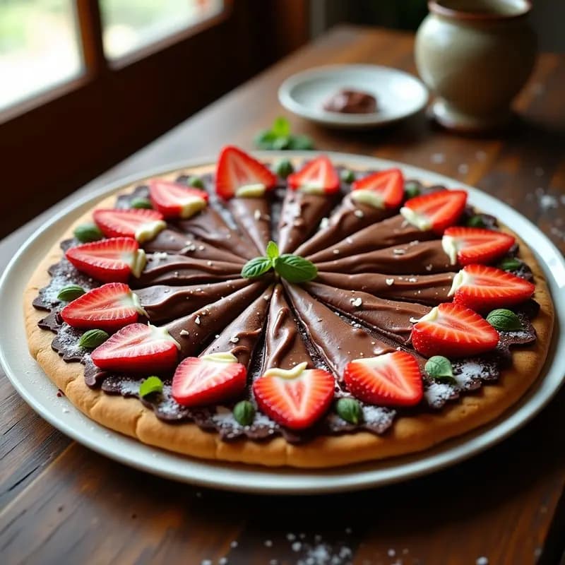 Pizza de Chocolate y Fresas con Base de Galleta María: Postre Sin Horno en 10 Minutos