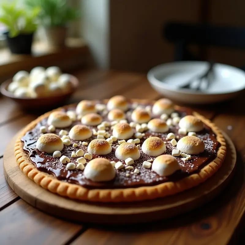 Pizza de Chocolate con Galleta María, Nutella y Marshmallows: Postre para Comer con las Manos