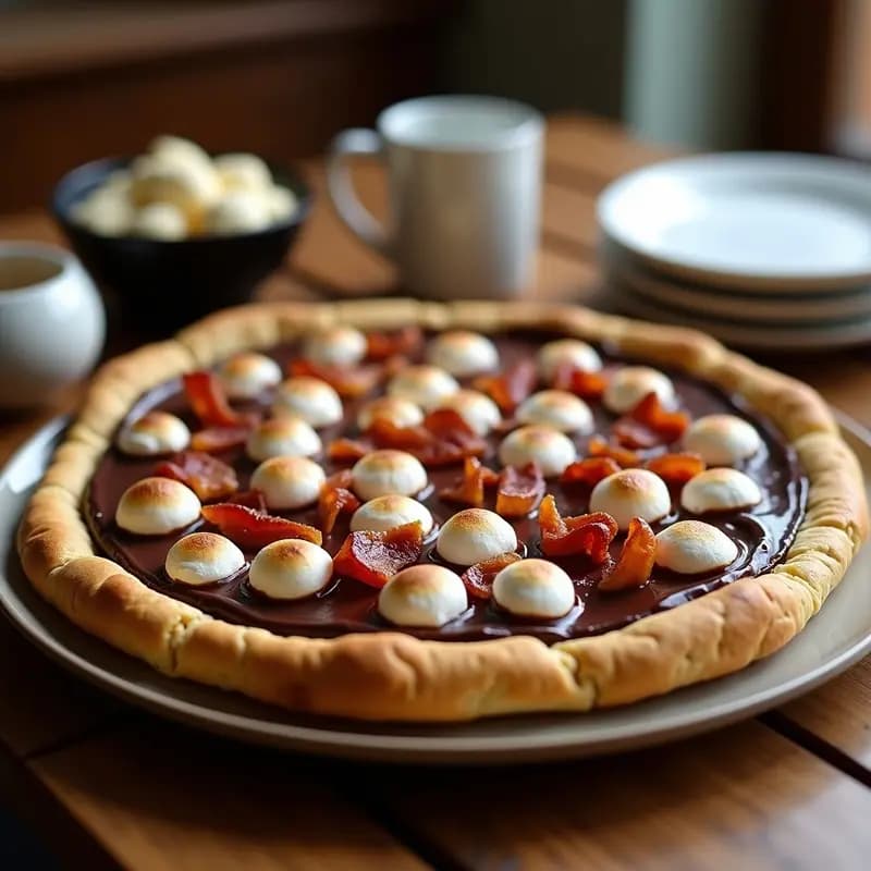 Pizza de Chocolate con marshmallows y Trozos de Bacon: el Postre más Decadente en Forma de Pizza