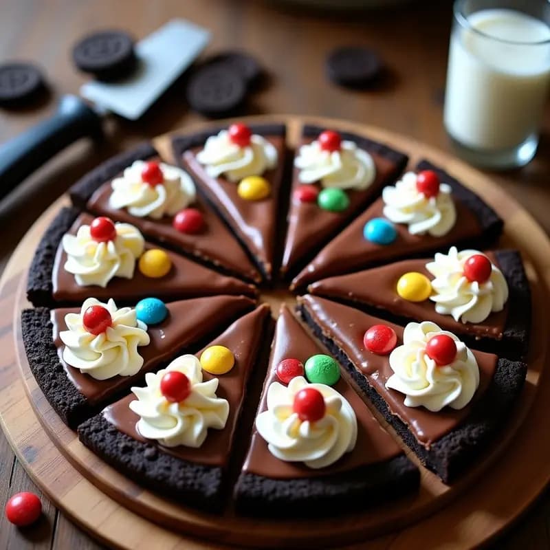 Pizza de Chocolate con Nata, Lacasitos y Galleta Oreos: Postre en Formato Pizza
