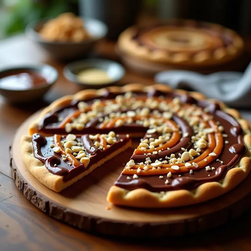 Pizza de Chocolate con Nutella Salsa de Caramelo y Frutos Secos: El Postre en Formato pizza que Necesitas
