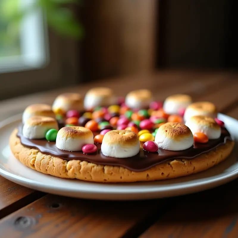 Pizza de Chocolates con Toppings de Marshmallows y Gominolas: Postre Americano Ultra Dulce