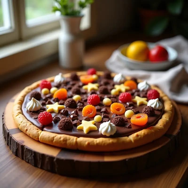 Pizza de Chocolates Variados con Frutas Confitadas: La Cena que es Puro Postre