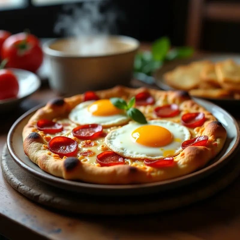 Pizza de Chorizo, Queso Fundido y Huevo Frito: Desayuno o Cena de Campeón