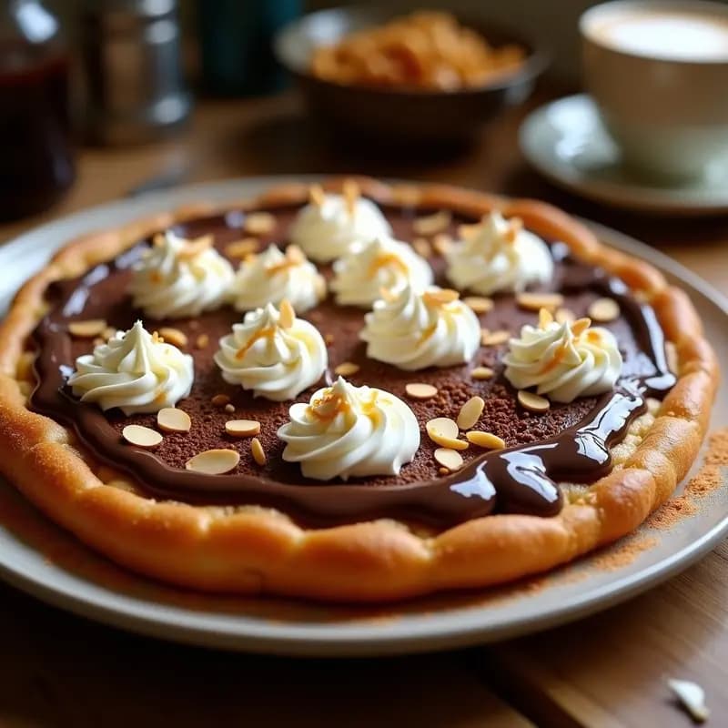 Pizza de Churros con Chocolate, Nata y Caramelo Líquido: Postre Mexicano-Español que Derrite el Corazón