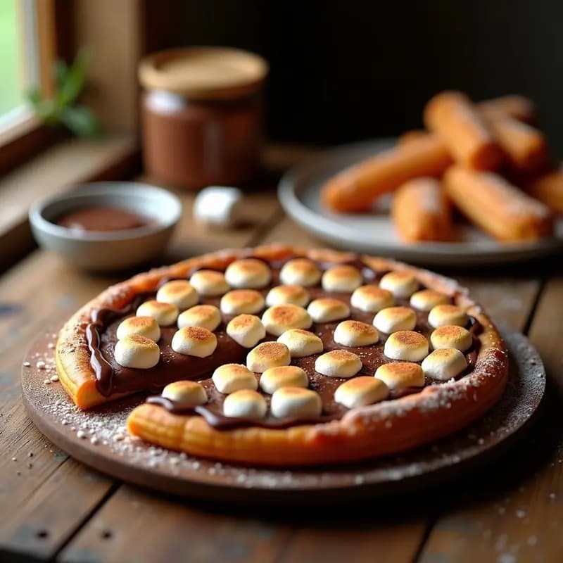 Pizza de Churros Rellenos con Nutella y Marshmallows: Postre en Forma de Pizza para Derretirte