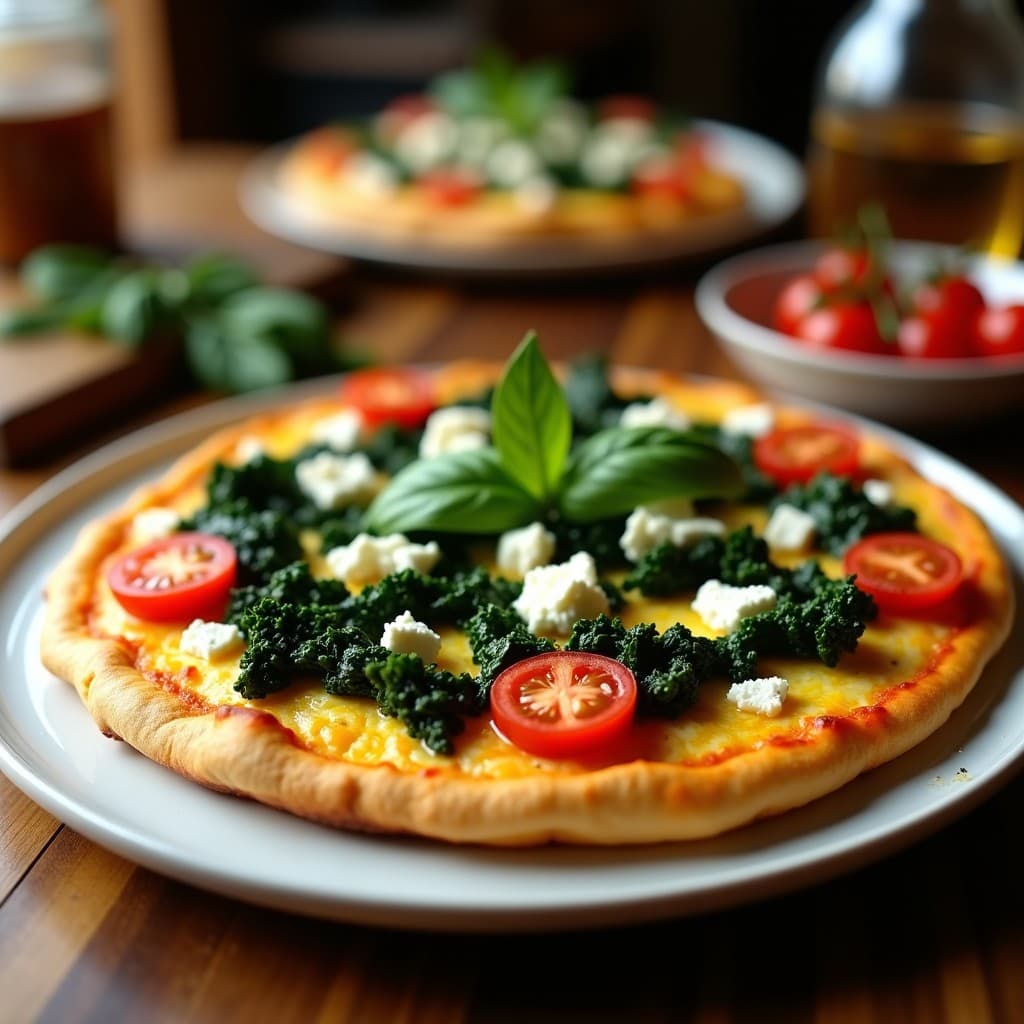 Pizza de Col Rizada y Queso de Cabra con Base de Huevo: Receta Sin Harina en 15 Minutos