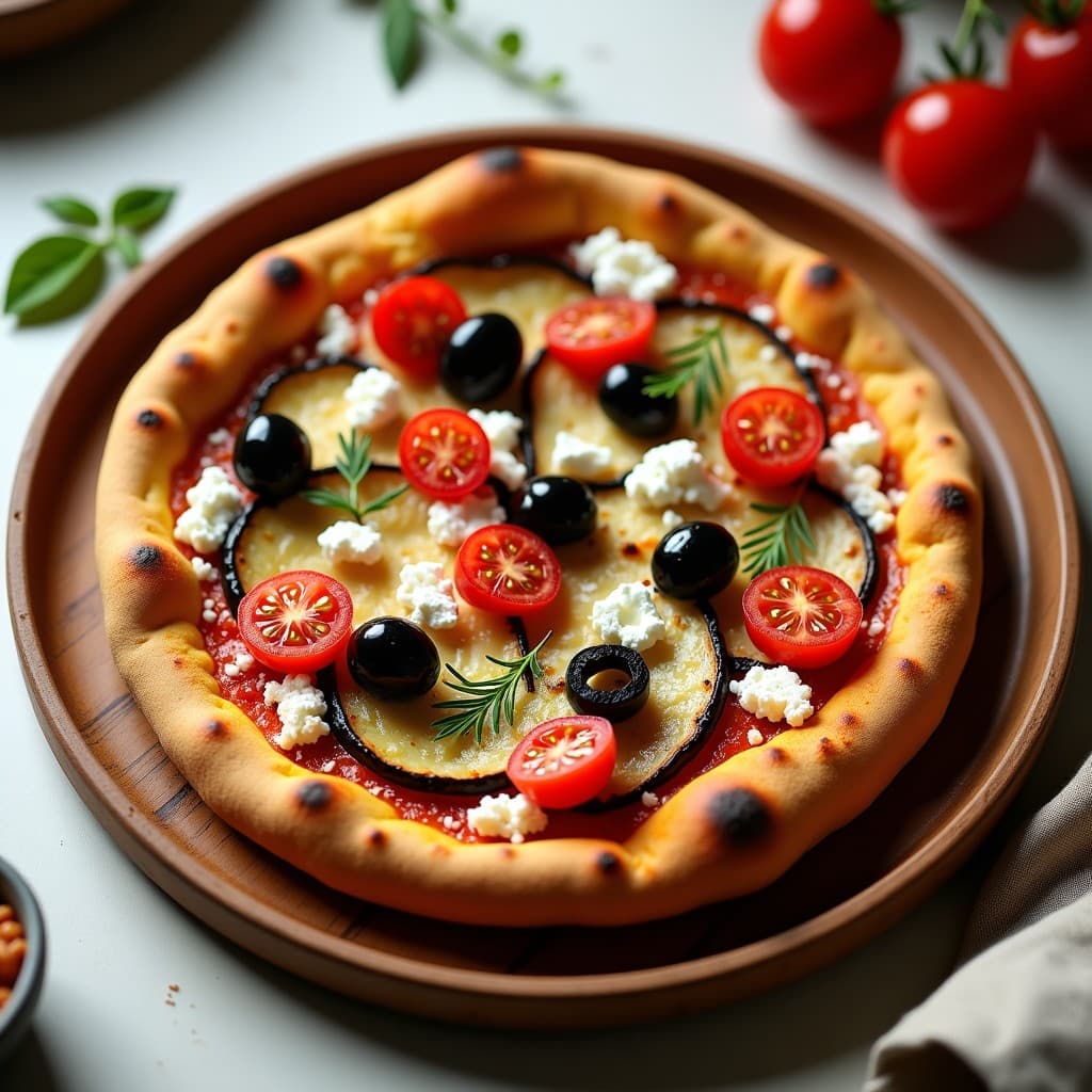 Pizza de Coliflor con Base de Eggplant y Toppings de Aceitunas Kalamata: Receta Griega Keto