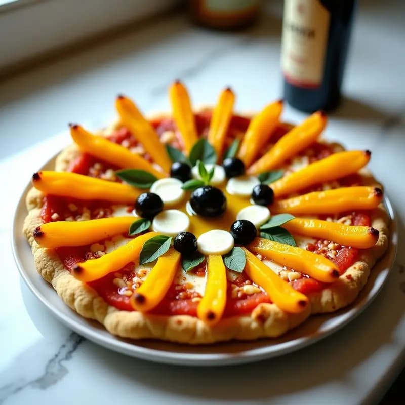 Pizza de Coliflor en Forma de Girasol: Receta Keto y Fotogénica en Airfryer