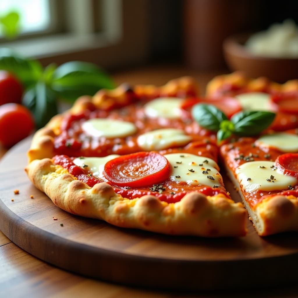 Pizza de Coliflor con Base Crujiente: Receta Keto con Toppings de Pepperoni y Queso Mozzarella