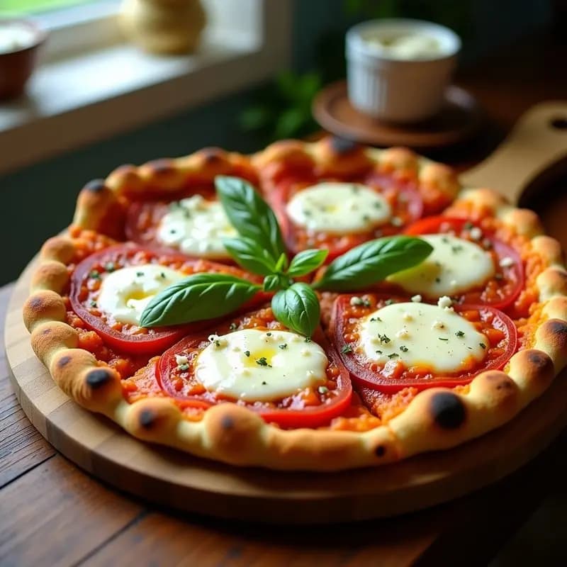 Pizza Margherita con Base de Coliflor y Mozzarella de Búfala: Receta Italiana Low-Carb