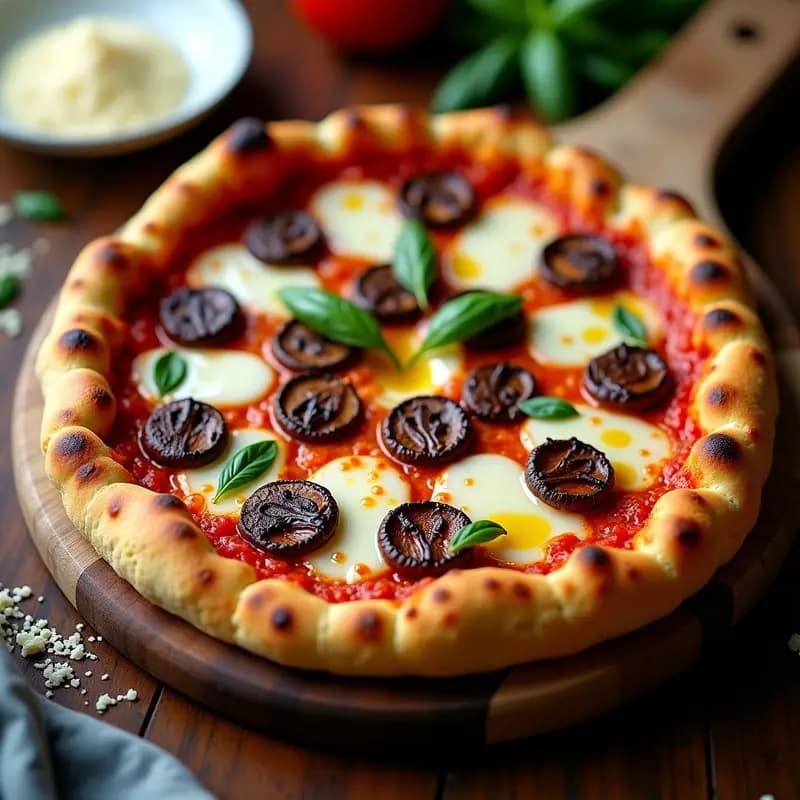 Pizza de Coliflor con Pepperoni de Hongos Shiitake: Receta Italiana Low-Carb