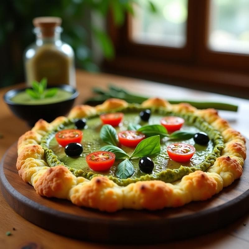 Pizza de Coliflor y Pesto de Espárrago Verde: Receta Keto en Airfryer Sin Lácteos