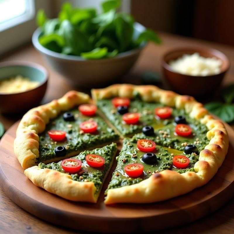 Pizza de Coliflor con Pesto de Espinacas y Anchoas: Receta Italiana Sin Gluten en Thermomix