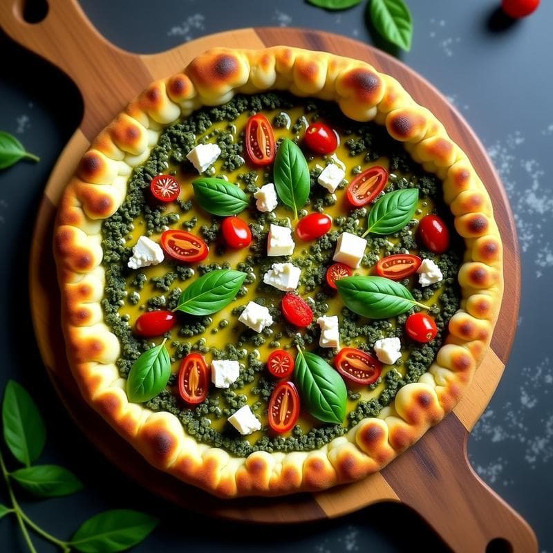 Pizza de Coliflor con Pesto de Espinacas y Tomate Seco: Receta Keto Sin Gluten