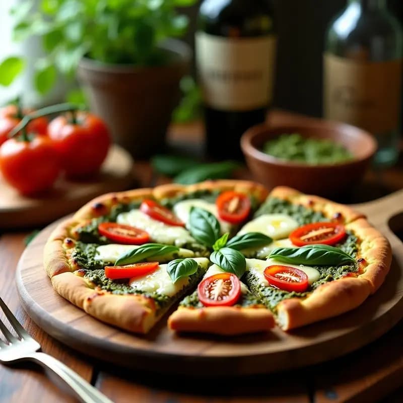 Pizza de Coliflor con Pesto de Espinacas y Tomates Secos: Receta Italiana Low-Carb