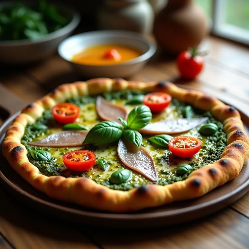Pizza de Coliflor con Pesto de Espirulina y Anchoas: Receta Keto Sin Harina con Omega-3