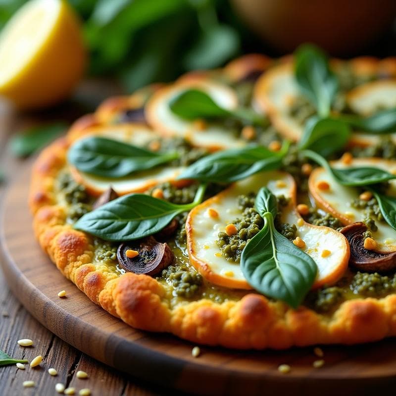 Pizza de Coliflor y Pesto de Rábano Picante: Receta Keto Sin Horno en Airfryer