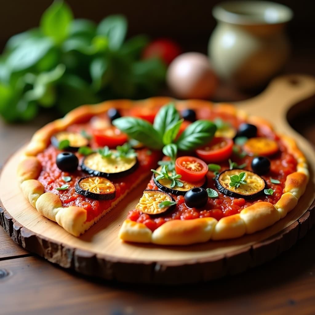 Pizza de Coliflor con Salsa de Pesto Rojo y Vegetales Asados: Receta Crudivegana Sin Horno