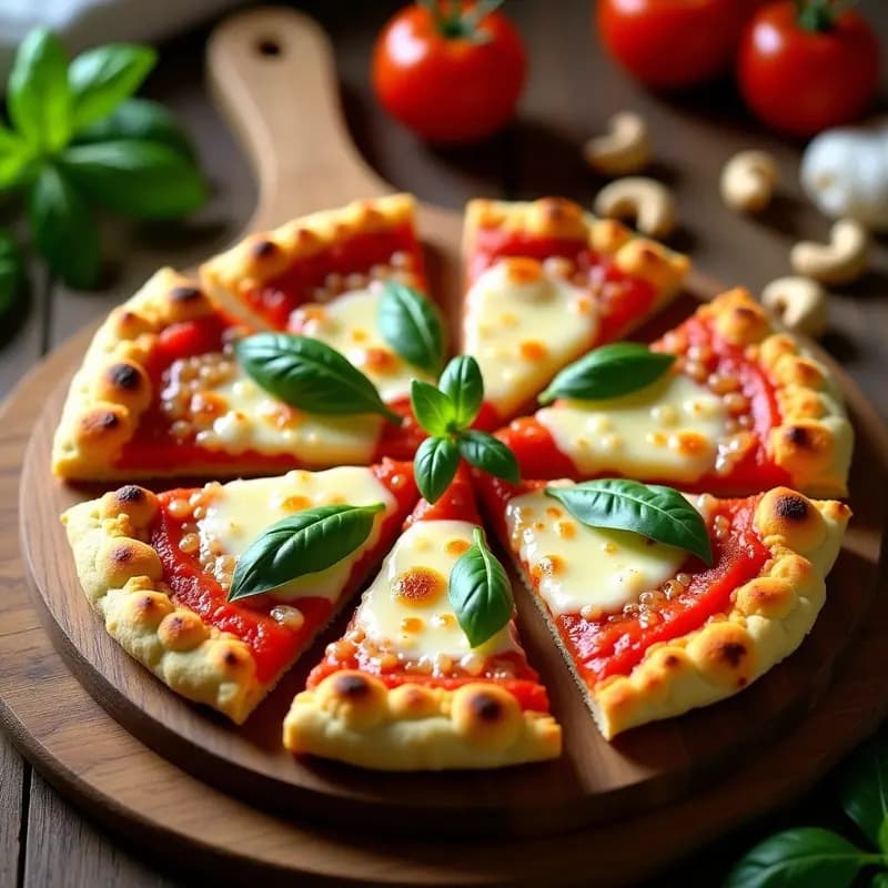 Pizza Margherita de Coliflor con Queso de Anacardo: Receta Italiana Keto y Sin Lactosa en 20 Minutos