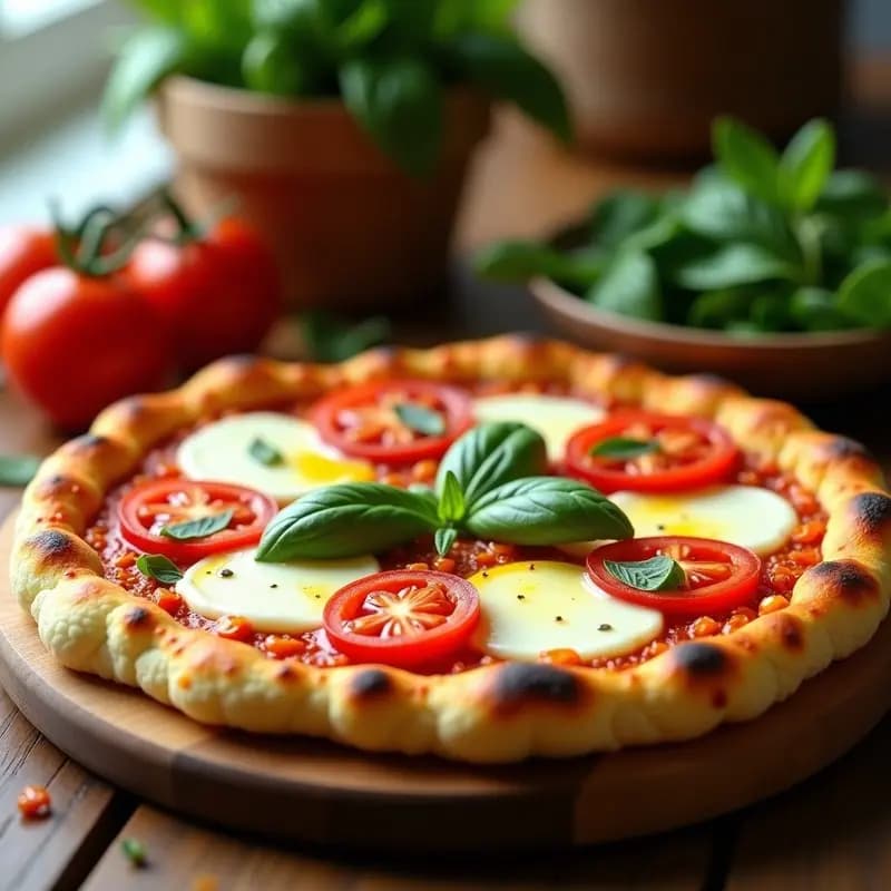 Pizza Margherita con Base de Coliflor y Queso Mozzarella Vegano: Receta Кeto en Airfryer