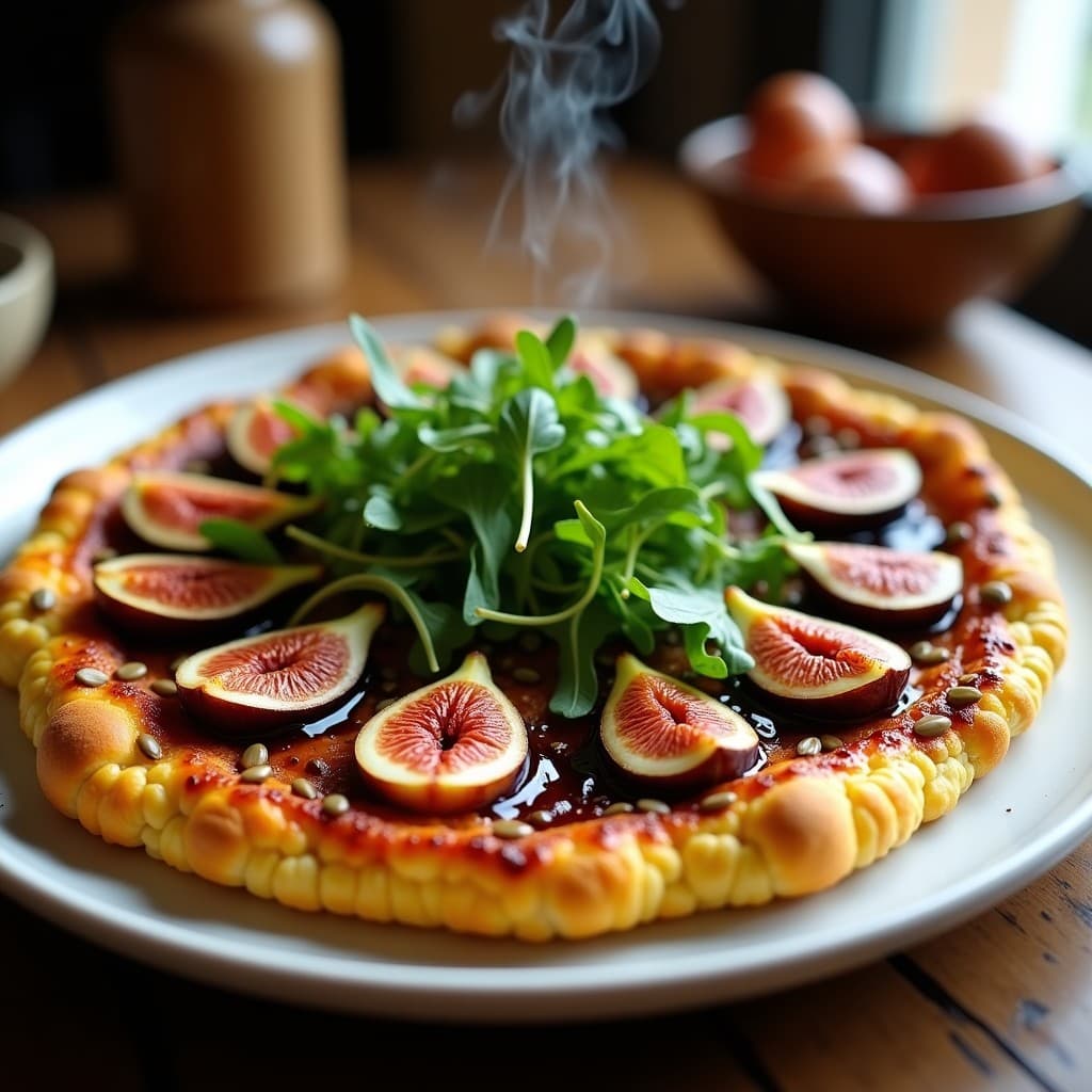 Pizza de Coliflor con Base de Semillas de Calabaza y Topping de Higos Caramelizados: Receta Keto en Airfryer