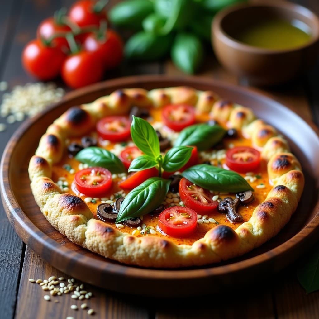 Pizza de Coliflor con Base de Semillas de Cáñamo y Toppings de Hongos Shitake: Receta Keto Sin Horno