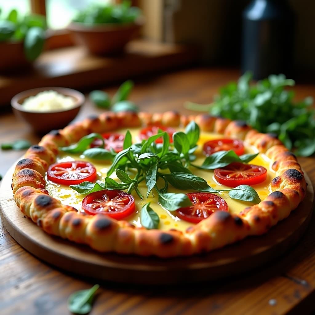 Pizza de Coliflor con Tomate Seco y Rúcula: Receta Italiana Keto en Airfryer