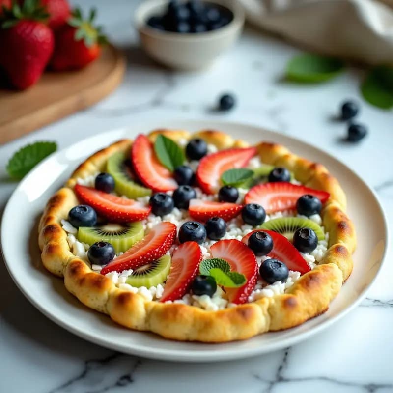 Pizza de Coliflor con Toppings de Frutas: Desayuno o Postre Keto en 20 Minutos