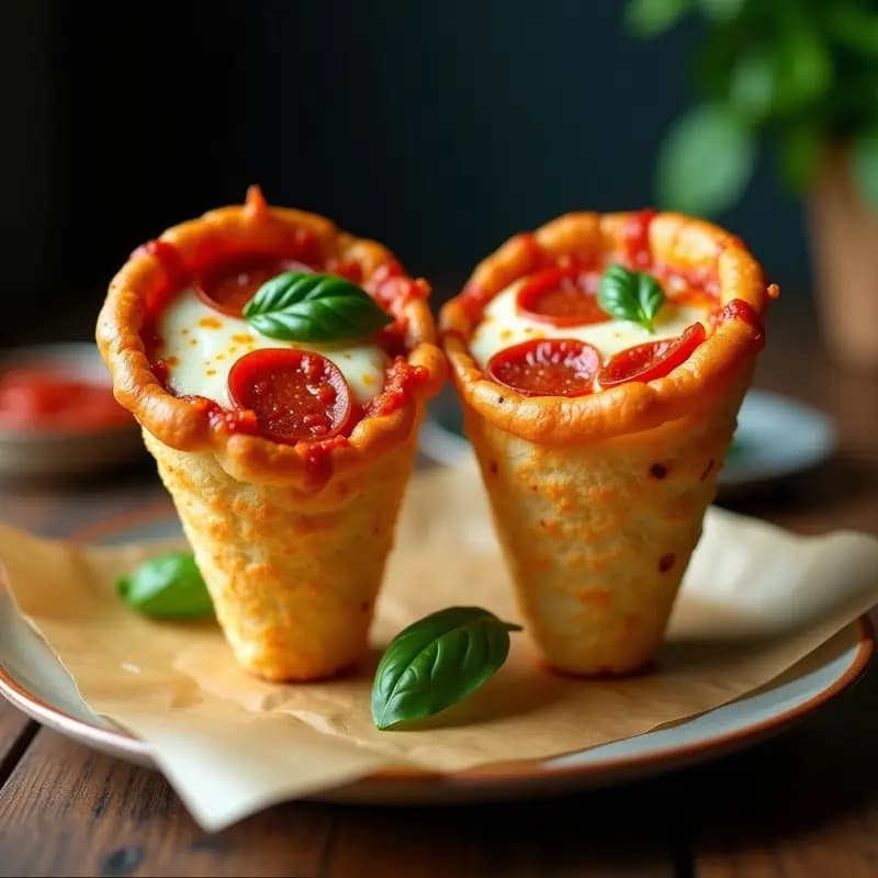 Pizza Cone de Coliflor con Pepperoni Vegano: Receta Keto en Airfryer en 15 Minutos