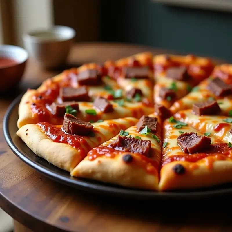 Pizza de Costillas Ahumadas con Barbacoa y Queso Mozzarella: Receta Americana para Carnívoros
