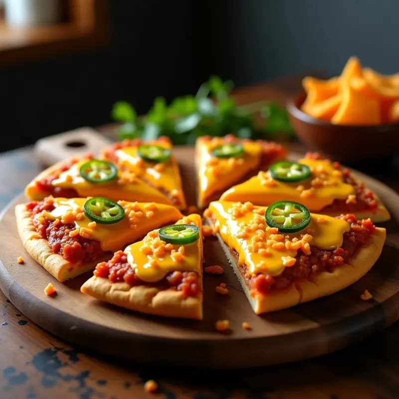 Pizza de Costra de Nachos con Chile con Queso y Doritos Triturados: Receta Mexicana para Fiestas