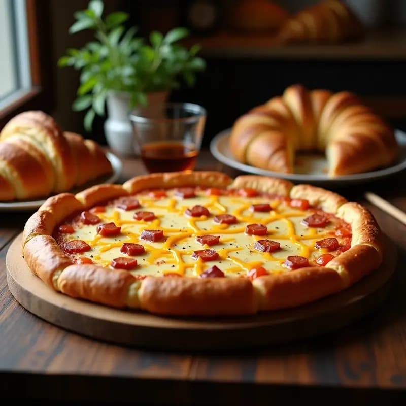 Pizza de Croissant con Jamón, Queso Gruyère y Mostaza Dulce: Receta Francesa de Comfort Food