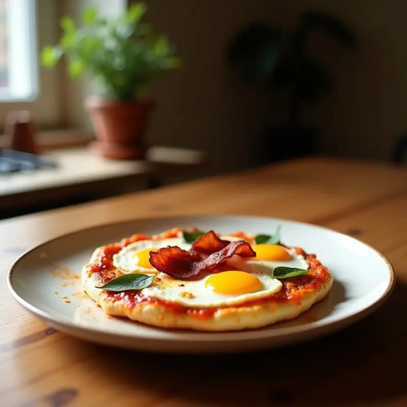 Pizza de Desayuno con Base de Gofre, Huevos, Bacon y Sirope de Arce: Receta Matutina para Días Especiales