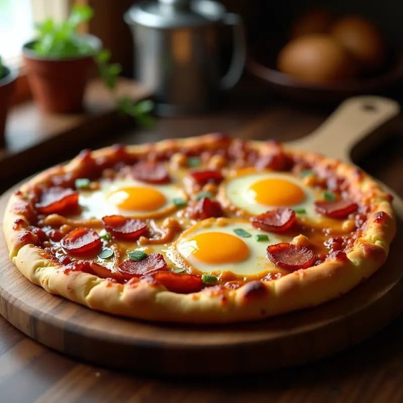 Pizza de Desayuno con Huevos Fritos, Bacon y Queso Cheddar: Receta para madrugadores golosos